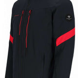 Obermeyer Fall Line Insulated Jacket Tall 2024 - A black insulated jacket with red accents and a hood, featuring a tall fit.