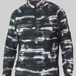 Obermeyer Flex 1/4 Zip T-Neck 2023 - A black and white tie-dye patterned quarter zip pullover with a high collar.
