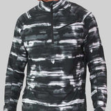 Obermeyer Flex 1/4 Zip T-Neck 2023 - A black and white tie-dye patterned quarter zip pullover with a high collar.