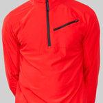Obermeyer Flex 1/4 Zip T-Neck 2023 - A red zip-up sweater with a high collar and two black zipper pulls on the chest.