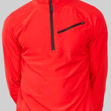 Obermeyer Flex 1/4 Zip T-Neck 2023 - A red zip-up sweater with a high collar and two black zipper pulls on the chest.