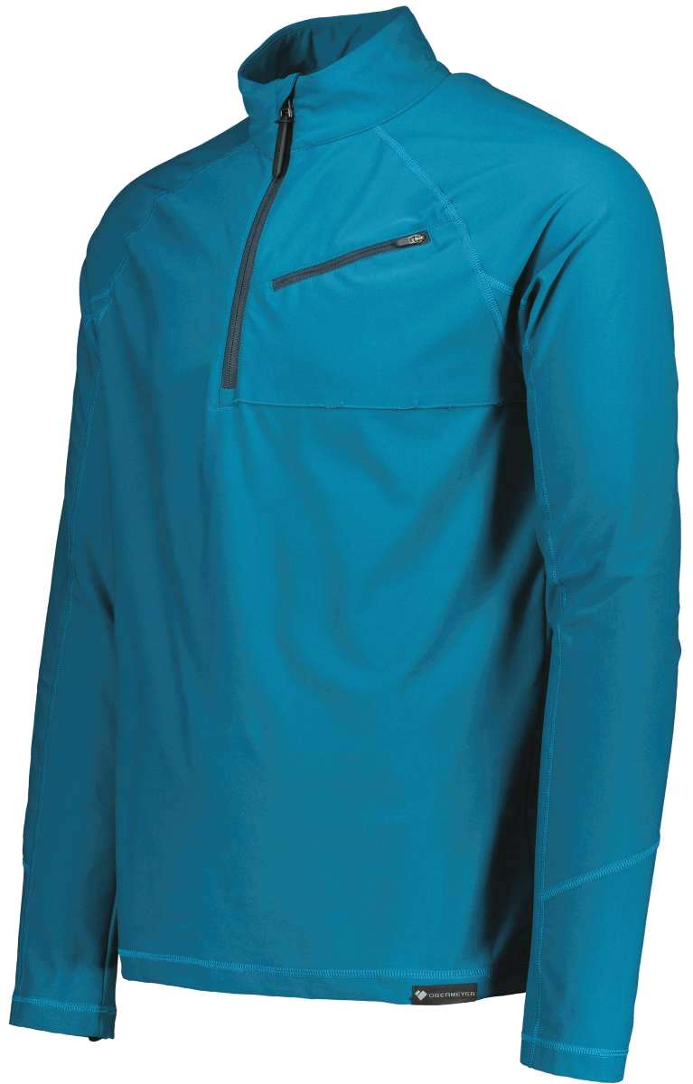 Obermeyer Flex 1/4 Zip T-Neck 2023 - A blue zippered pullover with a high collar and two chest pockets.