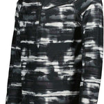 Obermeyer Flex 1/4 Zip T-Neck 2023 - A black and white quarter-zip pullover with a high collar, featuring horizontal stripes on the chest and sleeves.