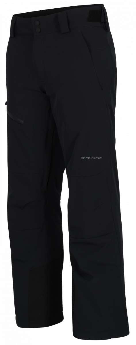 Obermeyer Force Insulated Pant Short 2024 - Black insulated ski pants with zippered pockets and adjustable cuffs.