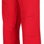 Obermeyer Force Insulated Pant Short 2024 - A pair of red insulated ski pants with two black buttons on the waistband.