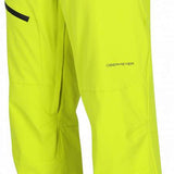 Obermeyer Force Insulated Pant Short 2024 - A pair of bright yellow ski pants with two black buttons on the waistband.