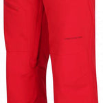 Obermeyer Force Insulated Pants 2024 - A pair of red insulated pants with black buttons on the waistband and a small logo near the bottom left leg.