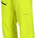 Obermeyer Force Insulated Pants 2024 - Bright yellow pants with black accents on the side pockets and a small logo near the bottom left of the leg.