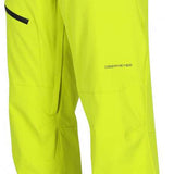 Obermeyer Force Insulated Pants 2024 - Bright yellow pants with black accents on the side pockets and a small logo near the bottom left of the leg.