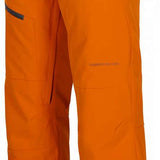 Obermeyer Force Insulated Pants 2024 - A pair of orange insulated pants with black buttons on the waistband and a small pocket on the right thigh.