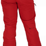 Obermeyer Force Insulated Pants Short 2022 - A pair of red insulated ski pants with zippered pockets and adjustable cuffs.