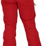Obermeyer Force Insulated Pants Short 2022 - A pair of red insulated ski pants with zippered pockets and adjustable cuffs.