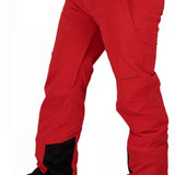 Obermeyer Force Insulated Pants Short 2022 - A pair of red insulated pants with black accents on the side pockets and a black logo patch near the right hip.