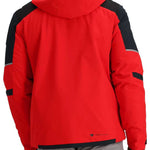 Obermeyer Foundation Insulated Jacket Tall 2024 - A red jacket with black shoulders and gray accents on sleeves, worn by a model facing away from camera.