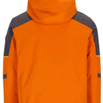 Obermeyer Foundation Insulated Jacket Tall 2024 - A bright orange jacket with a hood, featuring gray accents on the shoulders and sleeves.