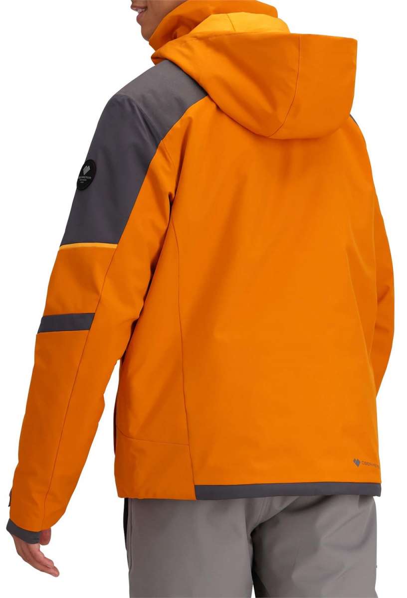 Obermeyer Foundation Insulated Jacket Tall 2024 - A tall men's jacket in a dark gray color with a subtle pattern of thin, darker horizontal stripes on the chest and sleeves.