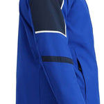Obermeyer Foundation Insulated Jacket Tall 2024 - A royal blue jacket with a navy-blue stripe on the chest and white trim around the hood.