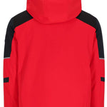 Obermeyer Foundation Insulated Jacket Tall 2024 - A red insulated jacket with a hood, featuring black shoulders and sleeves.
