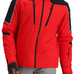 Obermeyer Foundation Insulated Jacket Tall 2024 - A red insulated jacket with a black shoulder panel and gray accents on sleeves.