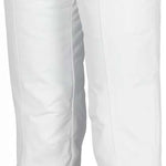 Obermeyer Girls Brooke Insulated Pants 2024 - White snow pants with a small black logo on the left thigh and silver zipper pull on the right pocket.