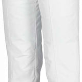Obermeyer Girls Brooke Insulated Pants 2024 - White snow pants with a small black logo on the left thigh and silver zipper pull on the right pocket.