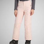 Obermeyer Girls Brooke Insulated Pants 2024 - Light pink snow pants with zippered pockets and adjustable cuffs.