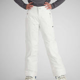 Obermeyer Girls Brooke Insulated Pants 2024 - White snow pants with zippered pockets and adjustable cuffs.