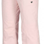 Obermeyer Girls Brooke Insulated Pants 2024 - Light pink snow pants with a small zippered pocket on the right thigh and two zippered pockets at the waist.