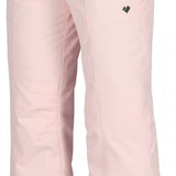 Obermeyer Girls Brooke Insulated Pants 2024 - Light pink snow pants with a small zippered pocket on the right thigh and two zippered pockets at the waist.