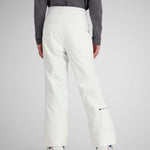 Obermeyer Girls Brooke Insulated Pants 2024 - White snow pants with a subtle pattern of thin, darker stripes on the upper thigh area.