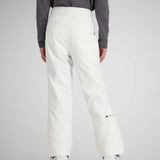Obermeyer Girls Brooke Insulated Pants 2024 - White snow pants with a subtle pattern of thin, darker stripes on the upper thigh area.