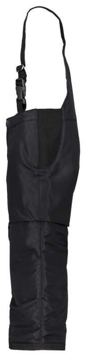 Obermeyer Girls Frosty Insulated Suspender Pants 2024 - Black snow pants with a subtle white pattern on the left leg, featuring adjustable suspenders and an insulated design.