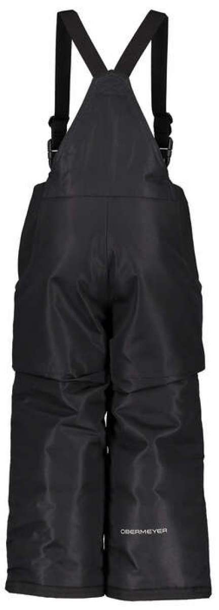 Obermeyer Girls Frosty Insulated Suspender Pants 2024 - Black snow pants with white stitching and adjustable suspenders.