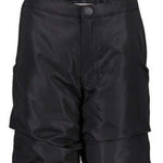 Obermeyer Girls Frosty Insulated Suspender Pants 2024 - Black snow pants with adjustable suspenders and a white logo on the left leg.