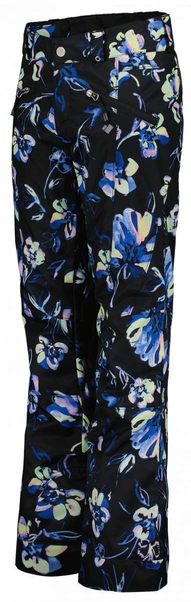 Obermeyer Girl Jessi Insulated Print Pant 2022-2023 - Black snow pants with blue, green, and pink floral print.