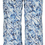 Obermeyer Girl Jessi Insulated Print Pant 2022-2023 - A pair of snow pants with a blue and white abstract pattern, featuring a subtle texture and no visible hardware.