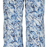 Obermeyer Girl Jessi Insulated Print Pant 2022-2023 - A pair of snow pants with a blue and white abstract pattern, featuring a subtle texture and no visible hardware.