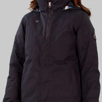 Obermeyer Girls Rylee Insulated Jacket 2022-2023 - A black insulated jacket with a hood and zippered pockets.