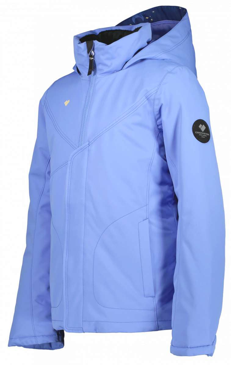 Obermeyer Girls Rylee Insulated Jacket 2022-2023 - A light blue jacket with a hood and zipper closure.