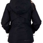 Obermeyer Girls Rylee Insulated Jacket 2022 - A black insulated jacket with a hood and zippered pockets on both sides.