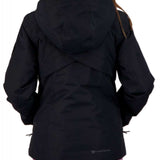 Obermeyer Girls Rylee Insulated Jacket 2022 - A black insulated jacket with a hood and zippered pockets on both sides.