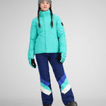 Obermeyer Girls Rylee Insulated Jacket 2024 - A light blue jacket with a high collar and zippered pockets on both sides.