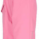 Obermeyer Girls Snoverall Insulated Bib Pants 2024 - Light pink snow pants with adjustable straps and a heart-shaped logo on the left leg.
