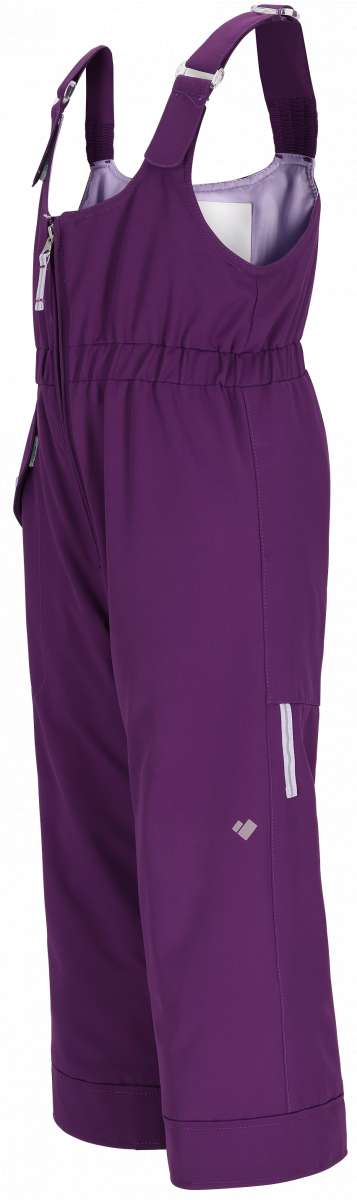 Obermeyer Girls Snoverall Insulated Bib Pants 2024 - Solid purple bib pants with adjustable straps and silver buckles.