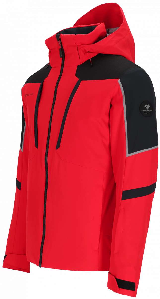 Obermeyer Foundation Insulated Jacket 2024 - A red insulated jacket with a black zipper and two zippered pockets on either side.