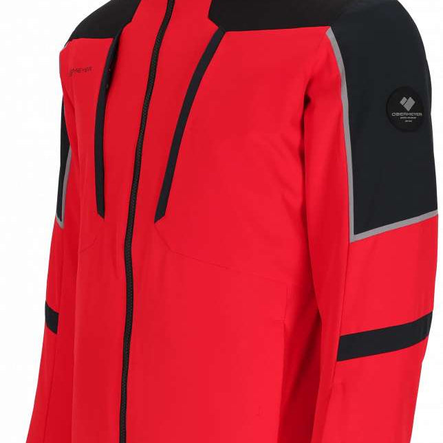 Obermeyer Foundation Insulated Jacket 2024 - A red insulated jacket with a black zipper and two zippered pockets on either side.