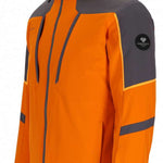 Obermeyer Foundation Insulated Jacket 2024 - A bright orange jacket with a gray hood and two zippered pockets on either side.