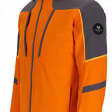 Obermeyer Foundation Insulated Jacket 2024 - A bright orange jacket with a gray hood and two zippered pockets on either side.