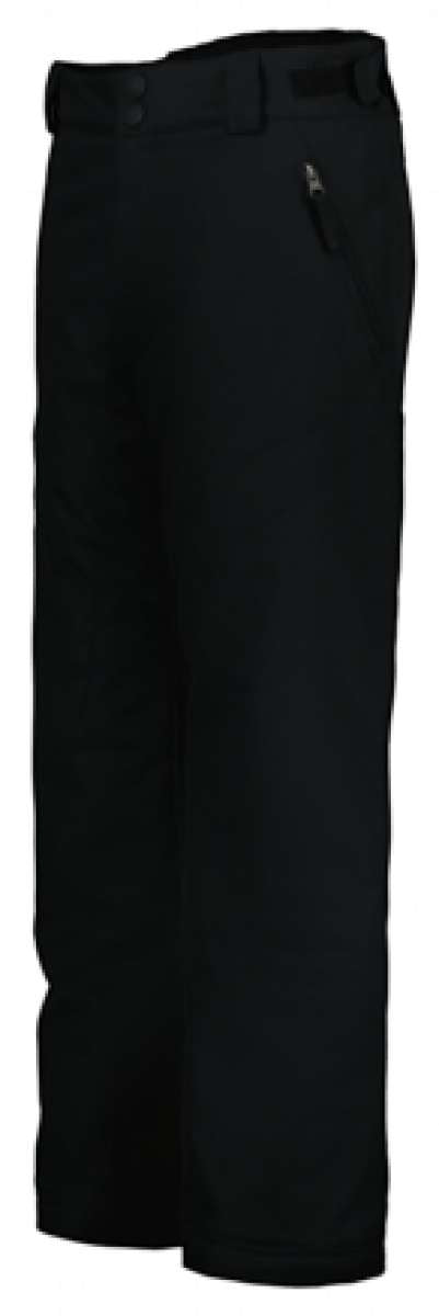 Obermeyer Junior's Timberline Insulated Pant 2024 - Black insulated ski pants with a zippered pocket on the right thigh.