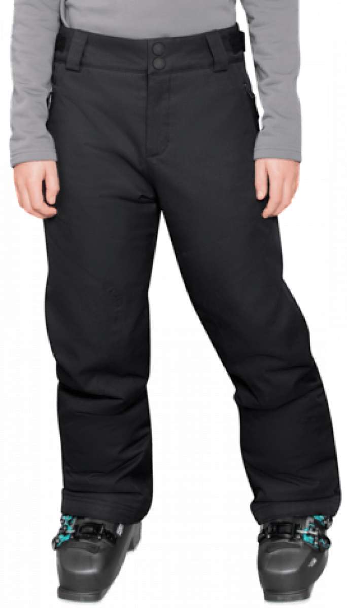 Obermeyer Junior's Timberline Insulated Pant 2024 - Black insulated ski pants with a subtle snowflake pattern on the side of the leg.